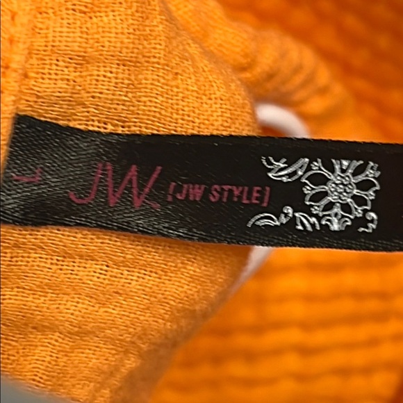 JW Style Orange Button Down Shirt with Notched Collar - Picture 2 of 6